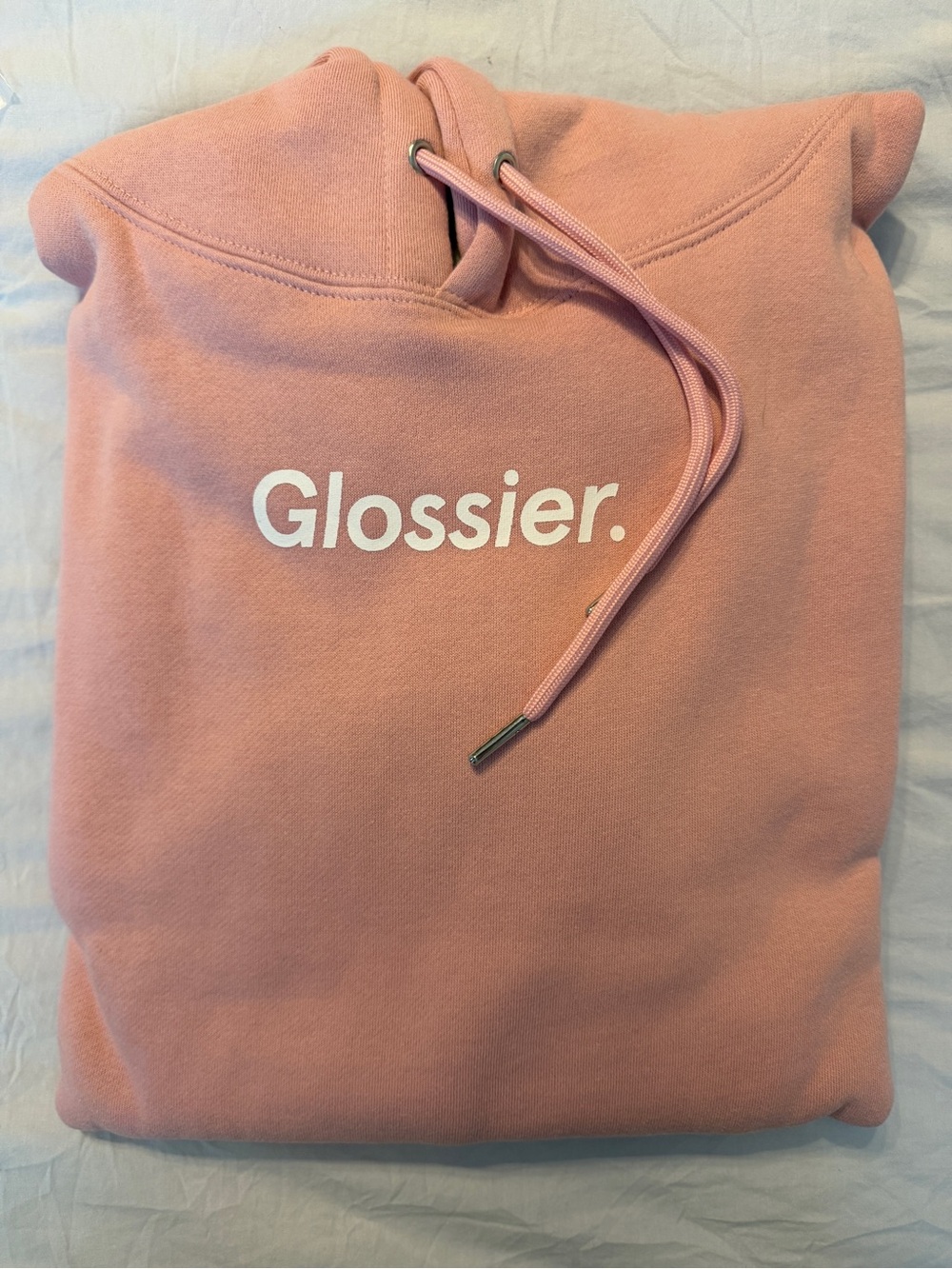 Glossier Pink Logo Hoodie with Drawstring